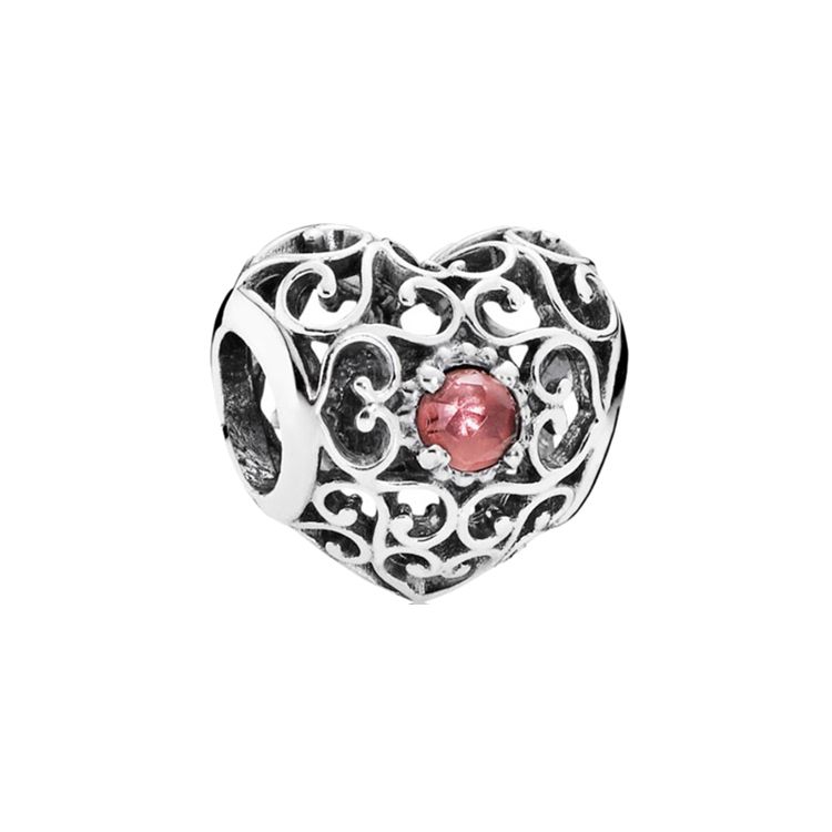 Pandora Heart Shaped Hollow Birthstone January 925 Silver Jewelry Accessories Women accessories 791784GR