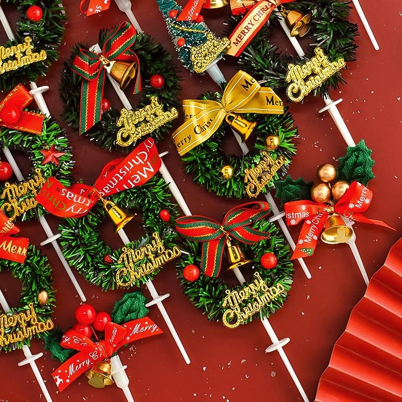 Рождественский декор: Вставки для карточек, Топперы для торта, Гирлянда из чашек, Украшения для венков, Клубничная башня, Мультяшные украшения в виде звезд и деревьев.