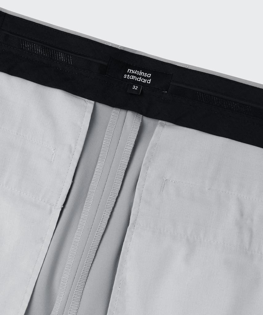 MUSINSA STANDARD [Cooltandard] Real Wide Hidden Banding Slacks [Light Gray]