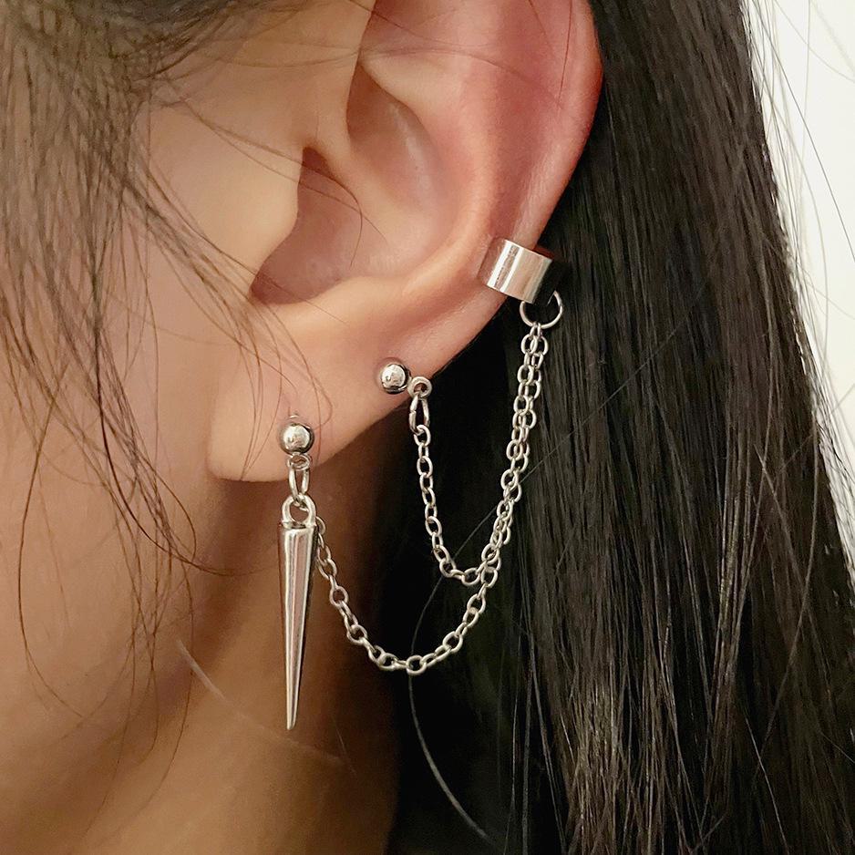 European-American Style 5-Piece Leaf Cartilage Ear Cuff Set - Fashionable, Creative, Non-Pierced Double-Layer Earrings