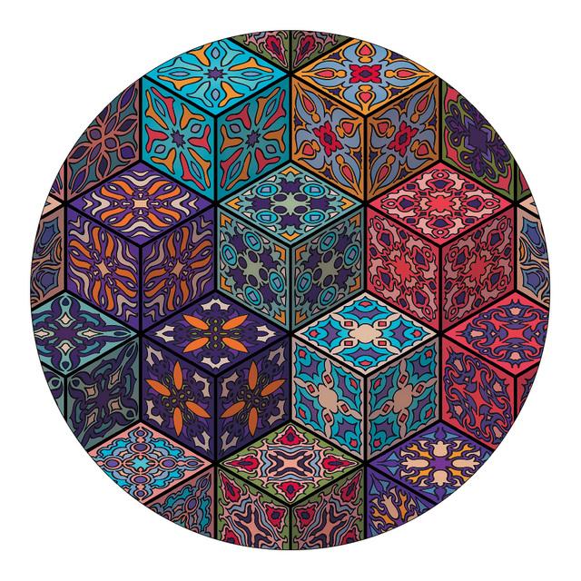 Mandala Floral Rug Children 'S Room Home Decoration Mats Round Carpet Living Room Anti -Slip Washable Carpet Computer Chairs Mat