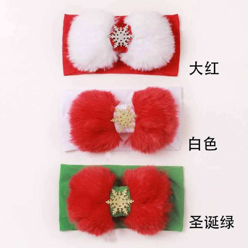Autumn and Winter New Baby Snowflake Plush Bow Headband, Children's Creative Hair Accessories, Baby Headband