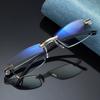 New Frameless Border Blue Reading Glasses Stall Glasses Men's Integrated Ultra-light Farsighted Glasses
