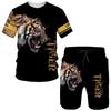 Animal Tiger 3D Print T-Shirts Shorts Sets Men's Tracksuits Fashion Oversized Short Sleeve T Shirt Pants Set Man Suits Clothing