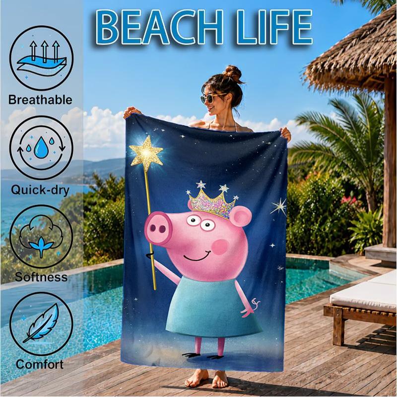 Dance Party With Peppa Beach Towel, Quick-drying, Easy to Care for, Suitable for Both Fitness and Beach Vacations,Sports Essential