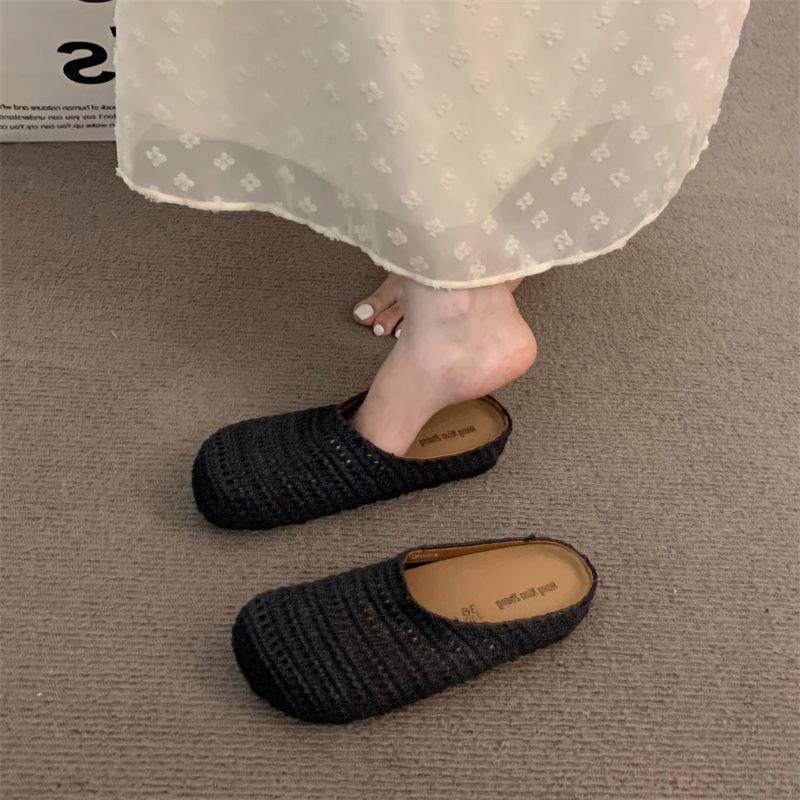 Women's Handmade French Roman-Style Breathable Closed-Toe Summer Half Slippers
