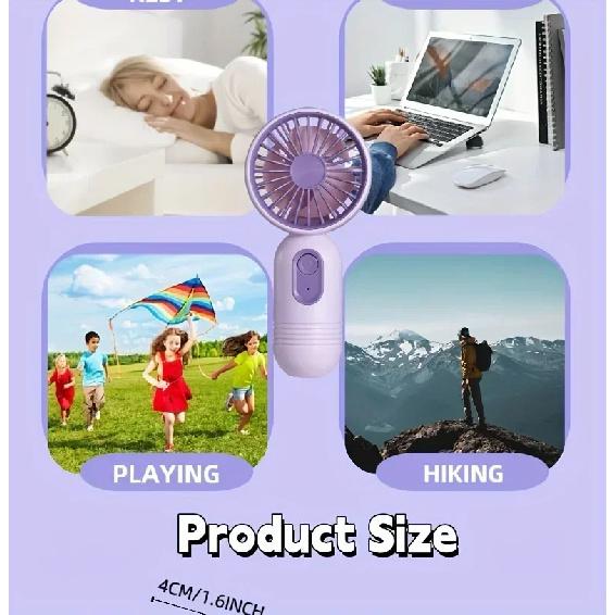 XIAOTREE Portable Fan USB Rechargeable 3-speed Handheld Fan for Men and Women Suitable for Office Outdoor Travel and Camping
