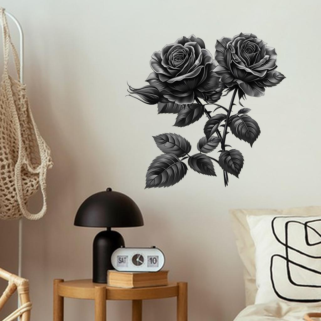 Creative Black Rose Wall Stickers Personalized Bedroom Living Room Home Decor Wall Decoration Peel and Stick