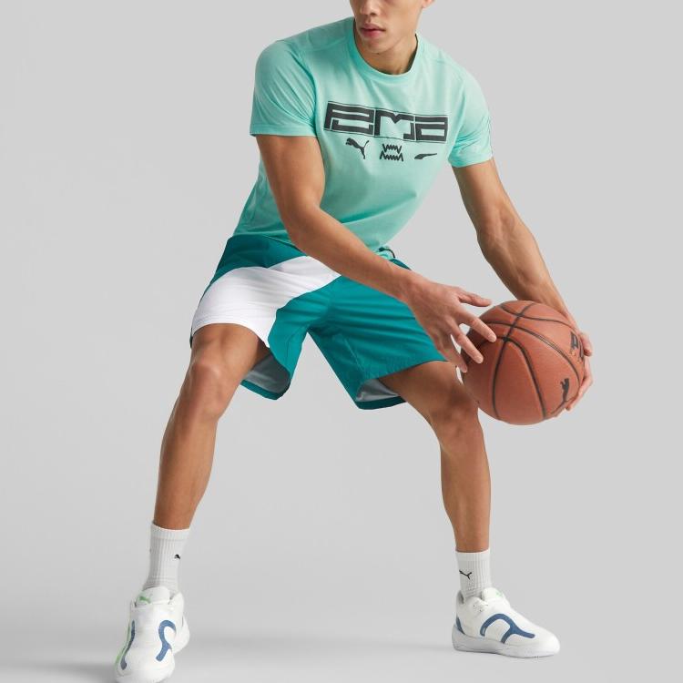 Puma Футболка с круглым вырезом и коротким рукавом с буквенным принтом, мужские топы, мятно-зеленый цвет 538594-01