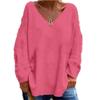 Women's Pullover Solid Color V-Neck Long Sleeve Loose Casual Comfortable Long Sleeve Knit Sweater