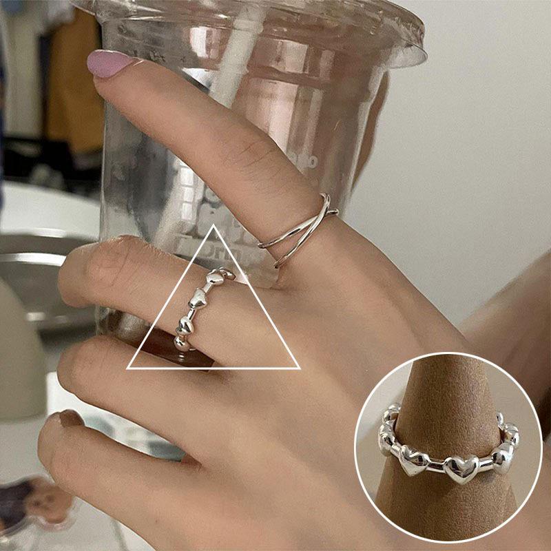 Корейское 3D кольцо в форме сердца: Женское ретро широкое кольцо, модное кольцо на палец с английской буквой, кольцо на указательный палец в стиле хип-хоп.