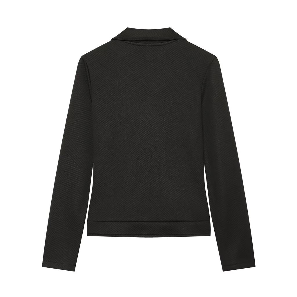 Autumn new high-quality machine fashion slim European and American sloping zipper button