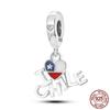 I Love Chile 925 Silver Dangle Charms Fit Original Charm Bracelet DIY For Jewelry Making Heart National Flag Letter Charm