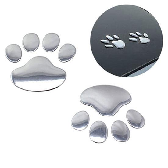 3D автомобильный серебристый/золотой бампер, корпус ST, наклейка на окно, наклейка в виде животного, кошки, собаки, лапы, с принтом ног