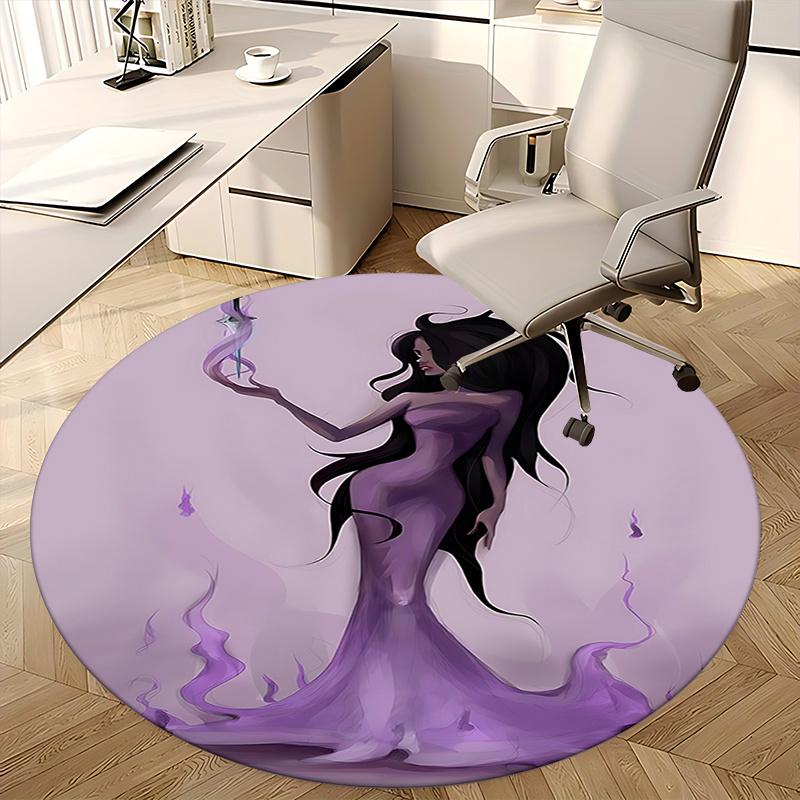 Purple Fantasy Chair Mat - Round Carpet for Home Decor, Office Use, Gift Idea - Fits Various Rooms Including Bedroom and Living Room0224b