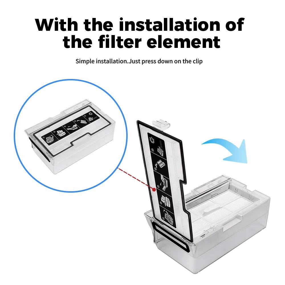 Hepa Filter Dust Bin for Roborock T7S T7SPlus S7 S70 S75 Dust Box Robot Vacuum Cleaner With Filter Part Dust Bin Container Accessories
