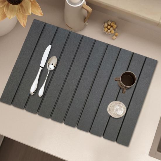 Yousheng Kitchen Countertop Drying Mat Quick Dry Diatomaceous Earth Water Absorbent Pad Collapsible Dish Bowl Bottle Cup Holder Diatomite Mat