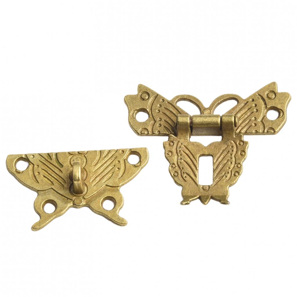 Antique Bronze Lock Butterfly Design Hasp Latch Jewelry Box Lock
