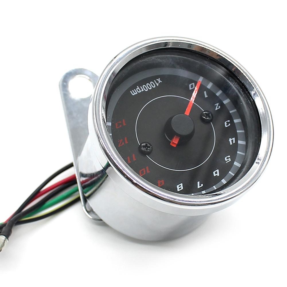 DC 12V Electronic Tach Meter Universal Motorcycle Tachometer with Blue LED Backlight 1000RPM REV Counter Motorcycle Tacho Gauge
