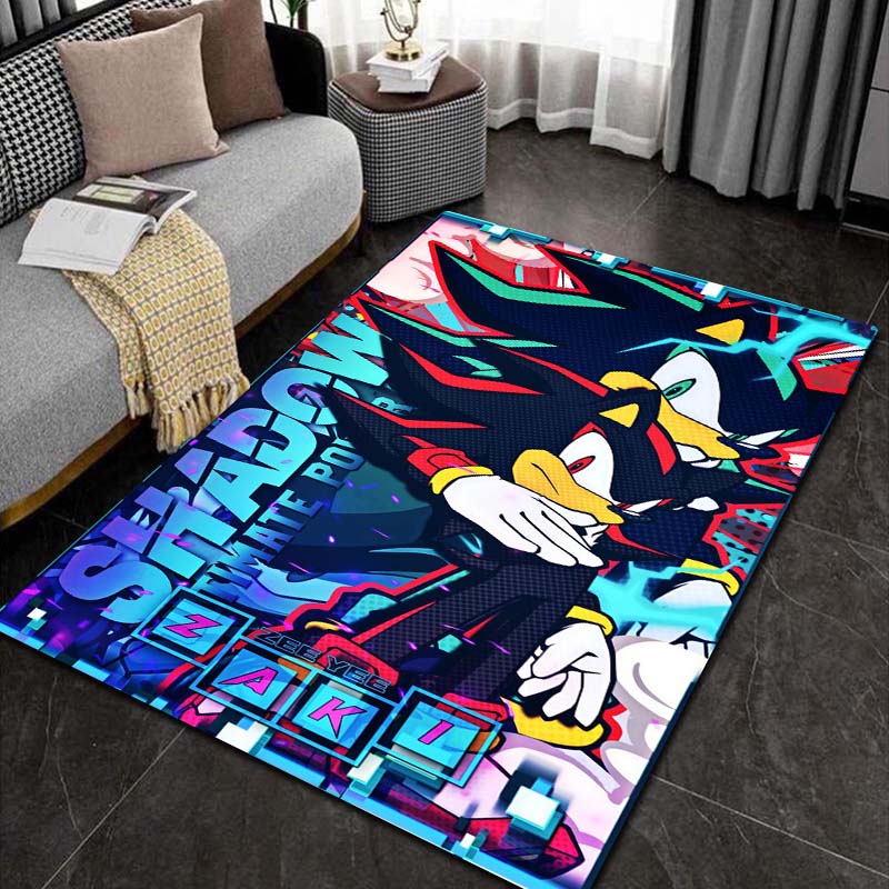 3D S Sonic c Cartoon Print Area flannel Rug Non‑Slip Soft Floor Carpet For Kids Boys Girls Bedroom Playroom Home Indoor Decor