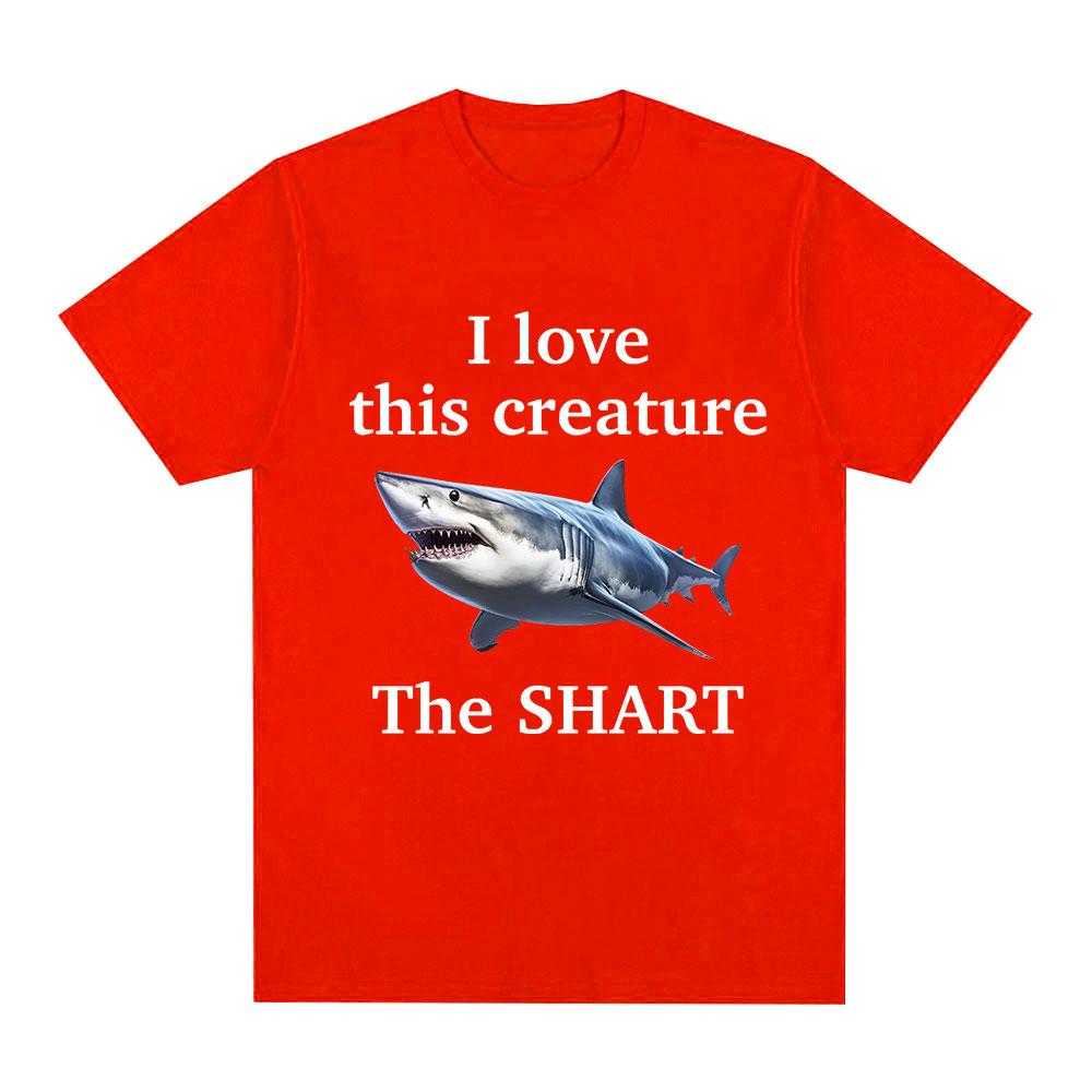 I Love This Creature The Shart Shark Funny Meme T Shirts Men Fashion Short Sleeve T-shirts Cotton Oversized Short Sleeve T-shirt