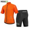 Wosawe New Men's Cycling Sets Hi Vis Reflective Full Zipper Jersey Gel Padded Shorts