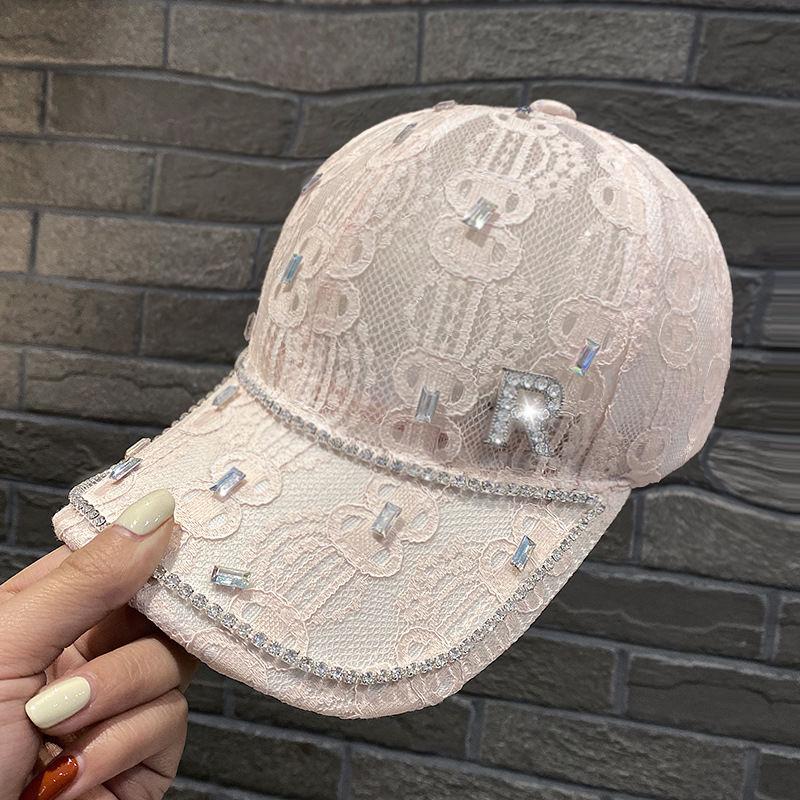 Бейсболка женская со стразами и буквой R мягкая кружевная кепка солнцезащитная летняя пляжная кепка для отдыха на природе