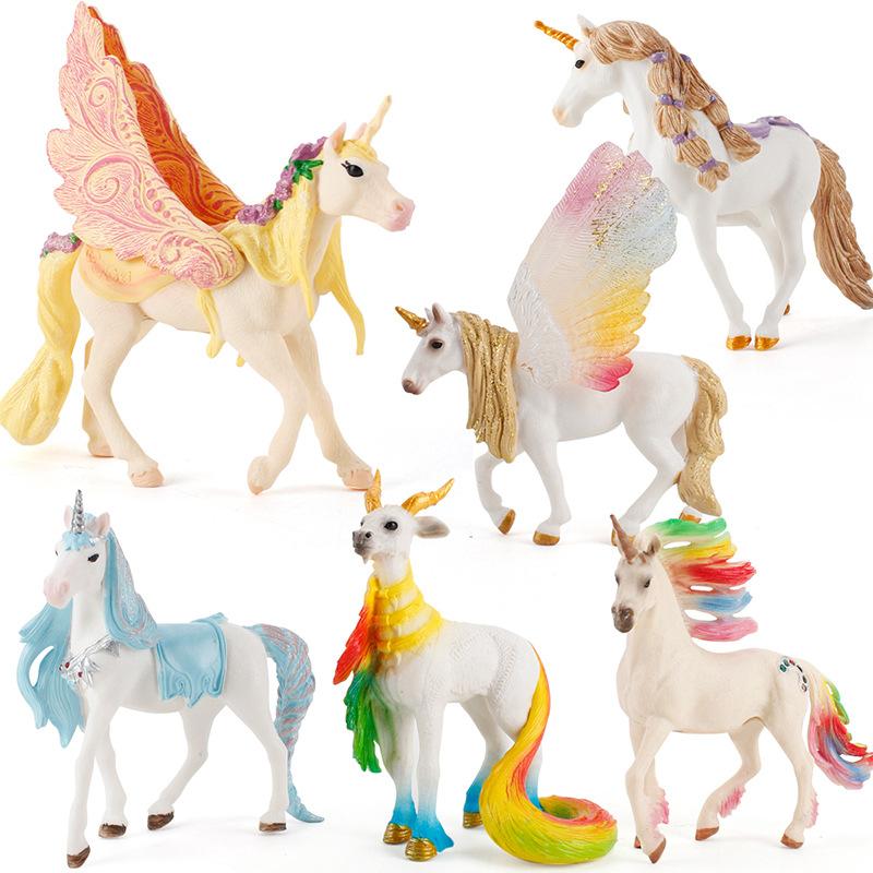 Animal Model Mythical Beast Toy Large Unicorn Rainbow Horse Pegasus Elf Sheep Ornament Doll