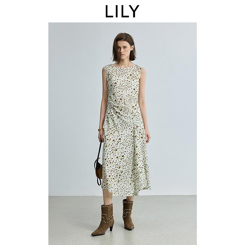LILY vacation style contrasting color waist cinching dress