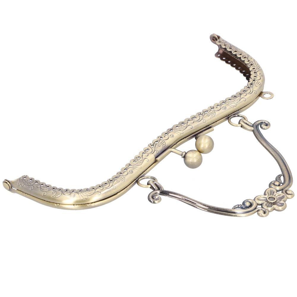 5pcs Embossed Handle Kiss Clasp Lock Bronze Color Handbag Frame Hardware Clutch Bag Repair