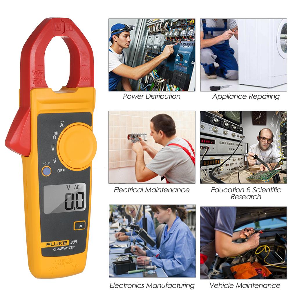 FLUKE F305 Handheld Clamp Meter LCD Display Digital Clamp Multimeter Clamp Type Universal Meter