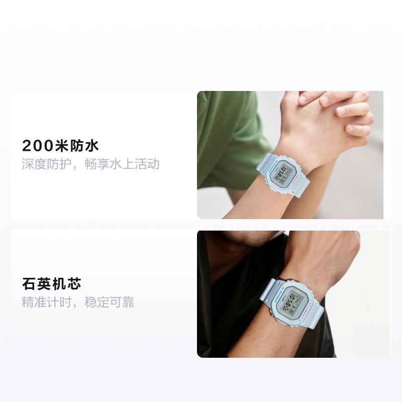 Casio Серия 5600, водонепроницаемость 200 метров, ударопрочность, ежечасный сигнал, многофункциональная сигнализация, полностью автоматический календарь, кварцевый механизм, DW-5600SC-8PRB