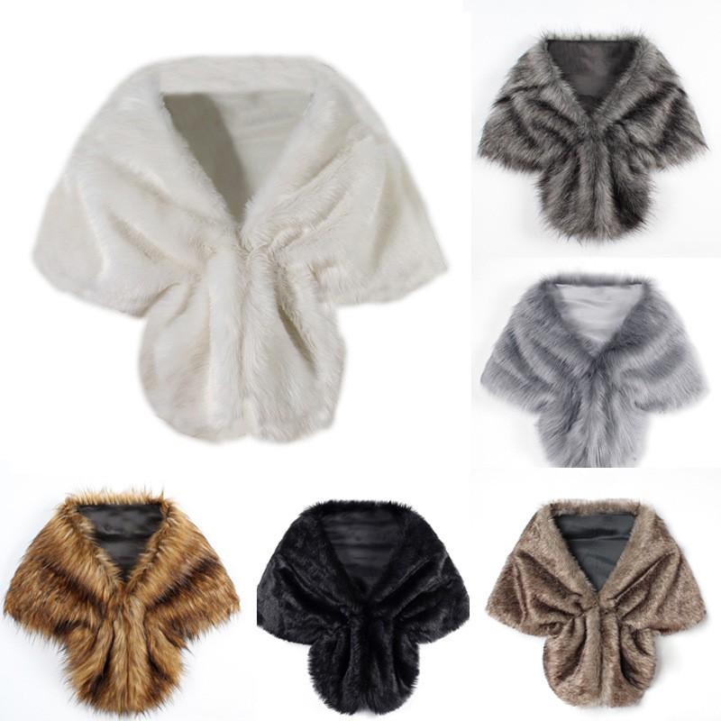 Bride Fox Fur Cape Cloak Wedding Party Faux Shawl Cosplay Costume