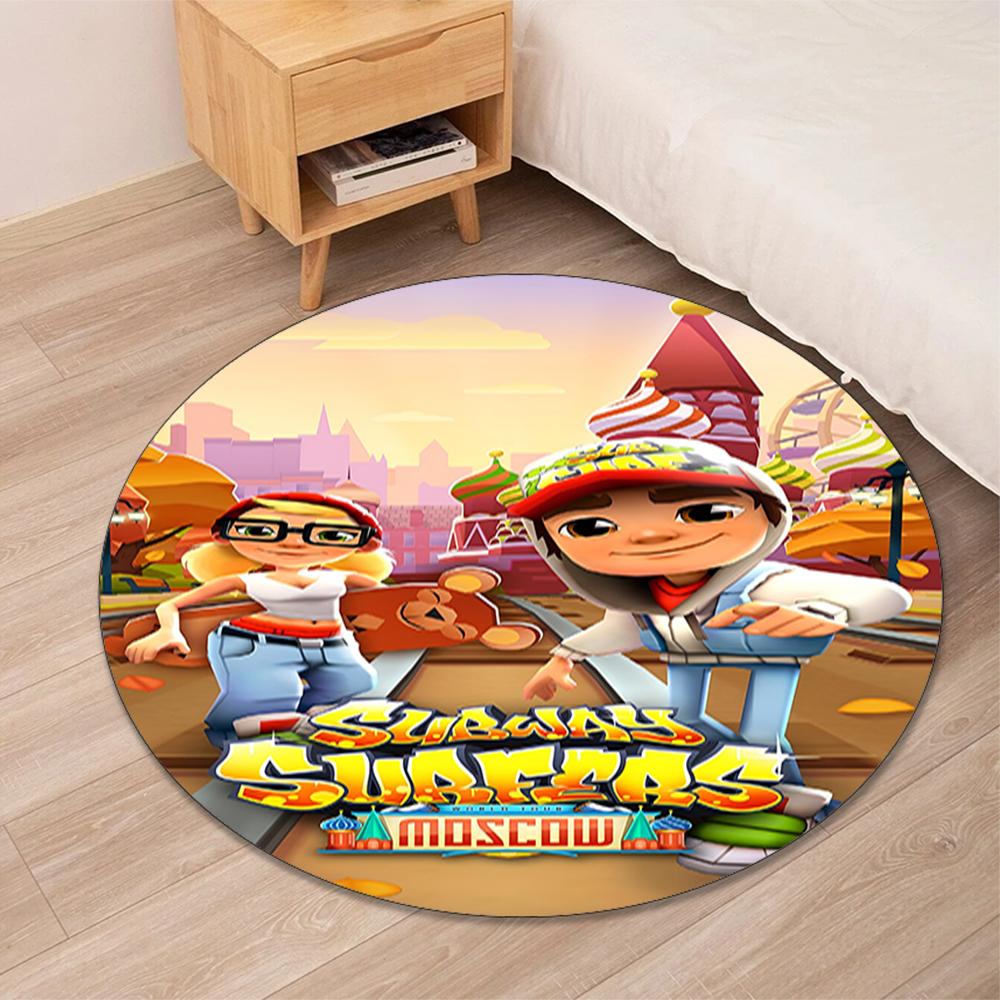 Subway Surfers Printed Round Rug Carpet Chair Rug Area Rug Entryway Doormats,for Office Chair Living Room Bedroom Kitchen Room.