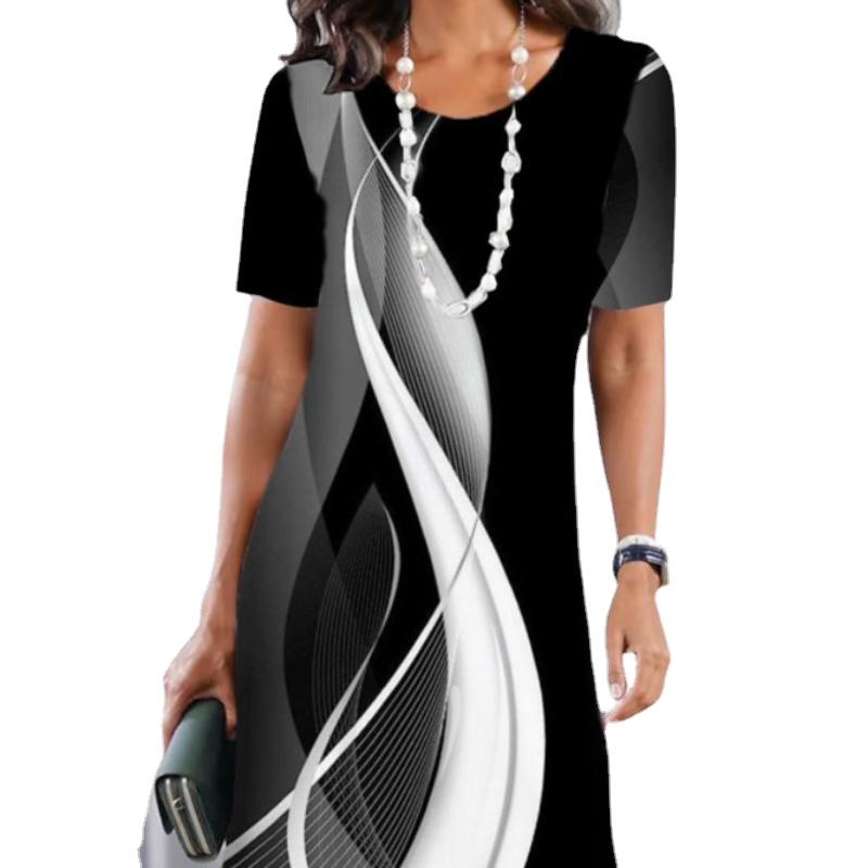 YYFS Women's Fashion Summer Spring Short Sleeve O-Neck Casual Dresses