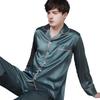 Silk Couple Pajamas Set: Long Sleeve, Plus Size, Spring/Autumn, Men's & Women's Ice Silk Homewear.