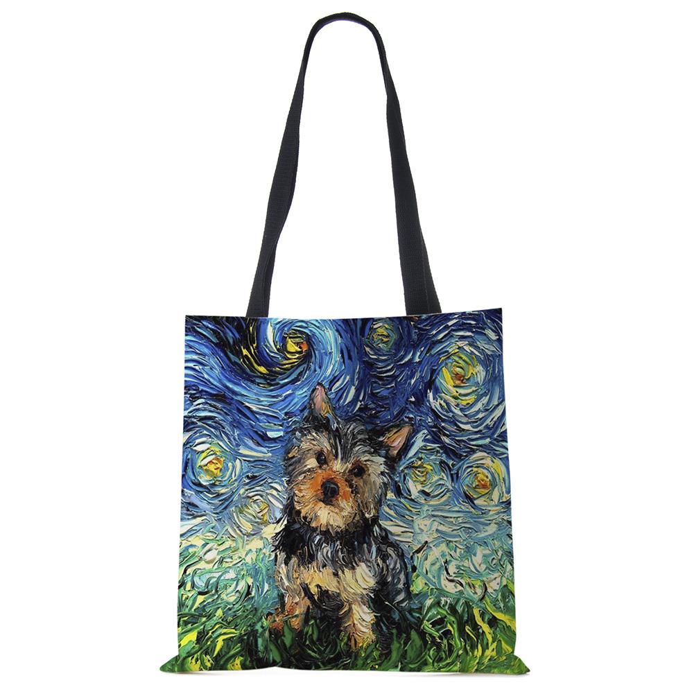 Звездное небо Животное Собака Принт Сумка-тоут Сумка через плечо Женская Большая Повседневная Сумка для покупок Дамская Ручная сумка для покупок На открытом воздухе CLE