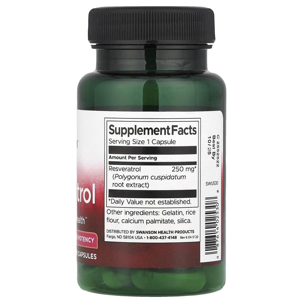 Resveratrol, High Potency, 250Mg, 30 Capsules