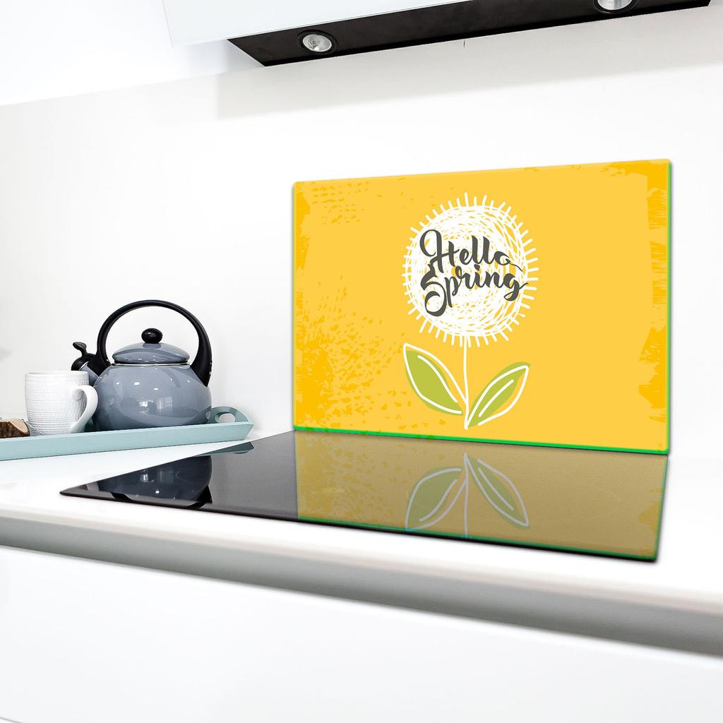 GLASS PROTECTIVE PLATE FOR STOVE 80x52 FLOWERS