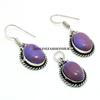 Серьги-подвески из стерлингового серебра 925 пробы с фиолетовым бирюзовым камнем PES-S69