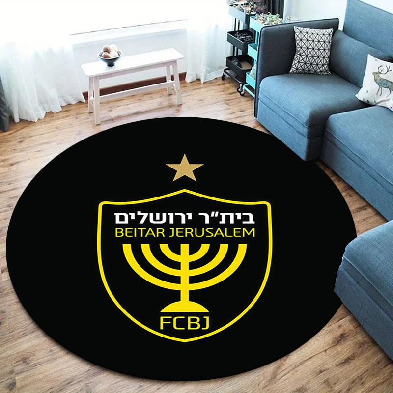 Beitar Jerusalem Round Area Rug,Carpet Rug for Living Room Bedroom Sofa Playroom Decor,Non-slip Floor Mat