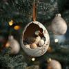 Yousheng Christmas Ornament Acrylic Animal Egg Tree Pendant 2D Chicken Duck Turtle Eggshell Farm Decorations Holiday Gift for Family Friends