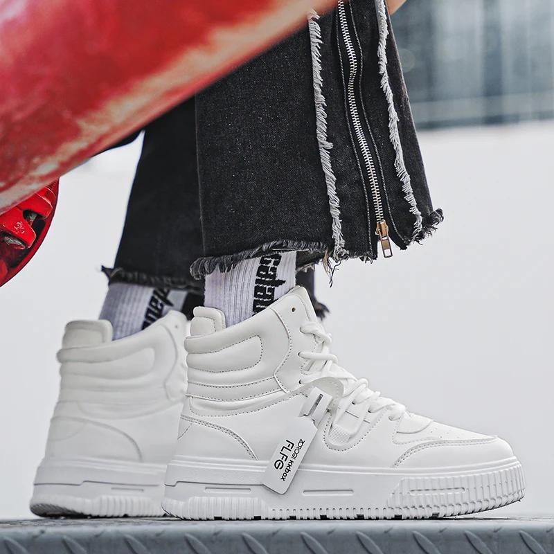 Повседневные кроссовки Высокие мужские кроссовки Лоферы Обувь для мужчин Скейтборд Спорт и отдых Износостойкие Нескользящие Универсальные Новые