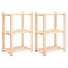 Storage Shelf 3 Shelves 2 pcs 60 x 38 x 90 cm Solid Pine Wood 150 kg Capacity