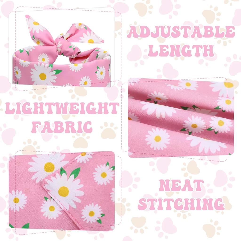 4Pcs Floral Dog Bandanas Girl Large Daisy Triangle Scarf Reversible Spring Bibs Handkerchief Cute Flower Bandanas for Large Dogs Pets