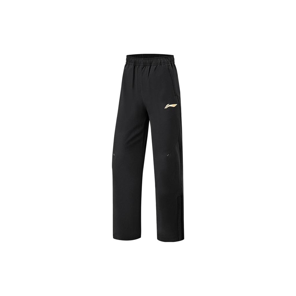 Li Ning National Team Table Tennis Series Solid Color Logo Straight Leg Woven Knitted Sports Pants Women Pants Black AYKSB32-1