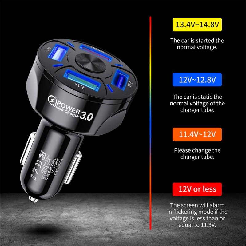 Быстрое автомобильное зарядное устройство с 4 USB для мобильного телефона, универсальный двойной USB-адаптер для iPhone 11 Pro Max, мини-адаптер для Xiaomi Samsung