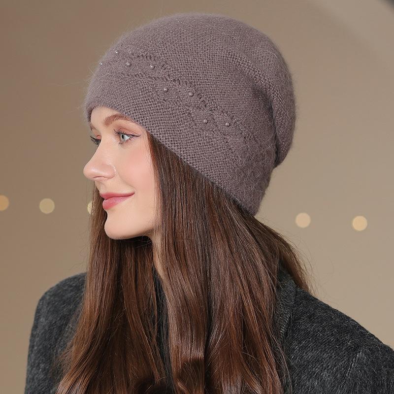 Новая женская зимняя шапка, модная шапка-бини с жемчугом, теплая зимняя шапка для женщин, повседневная уличная вязаная шапка
