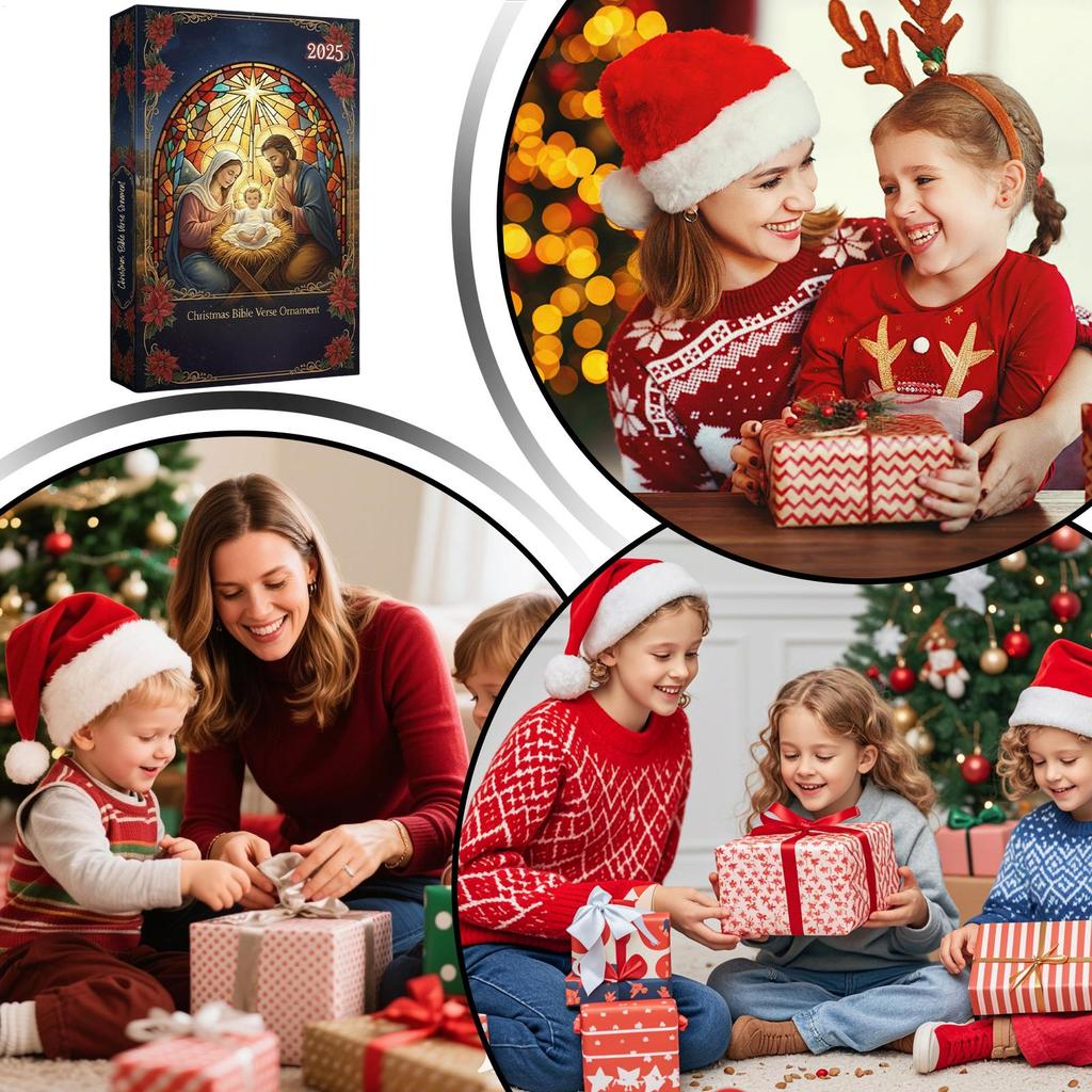 Christmas Calendar Keepsake Verse Ornament Nativity 24 Days New Year Christmas Countdown Ornament For Holiday Seasonal Halloween