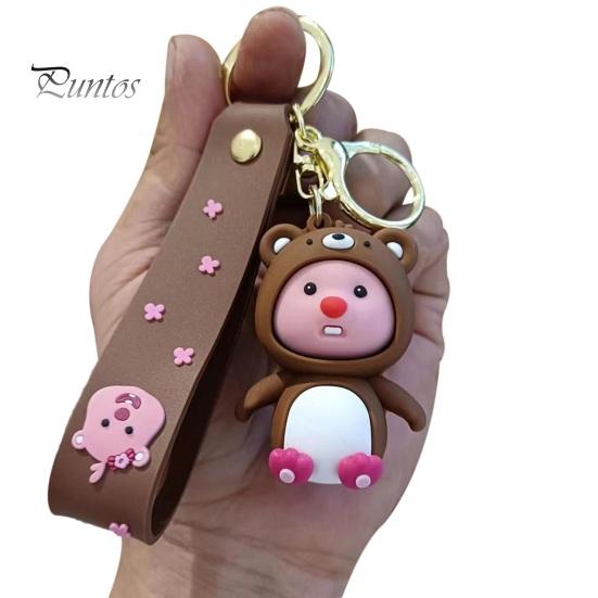 Брелок для ключей, милый мультяшный персонаж, бобр, полированный обруч из нержавеющей стали, зажим для омара, красочный брелок для ключей, органайзер для ключей, ремешок на запястье, школьная сумка, кулон, брелок